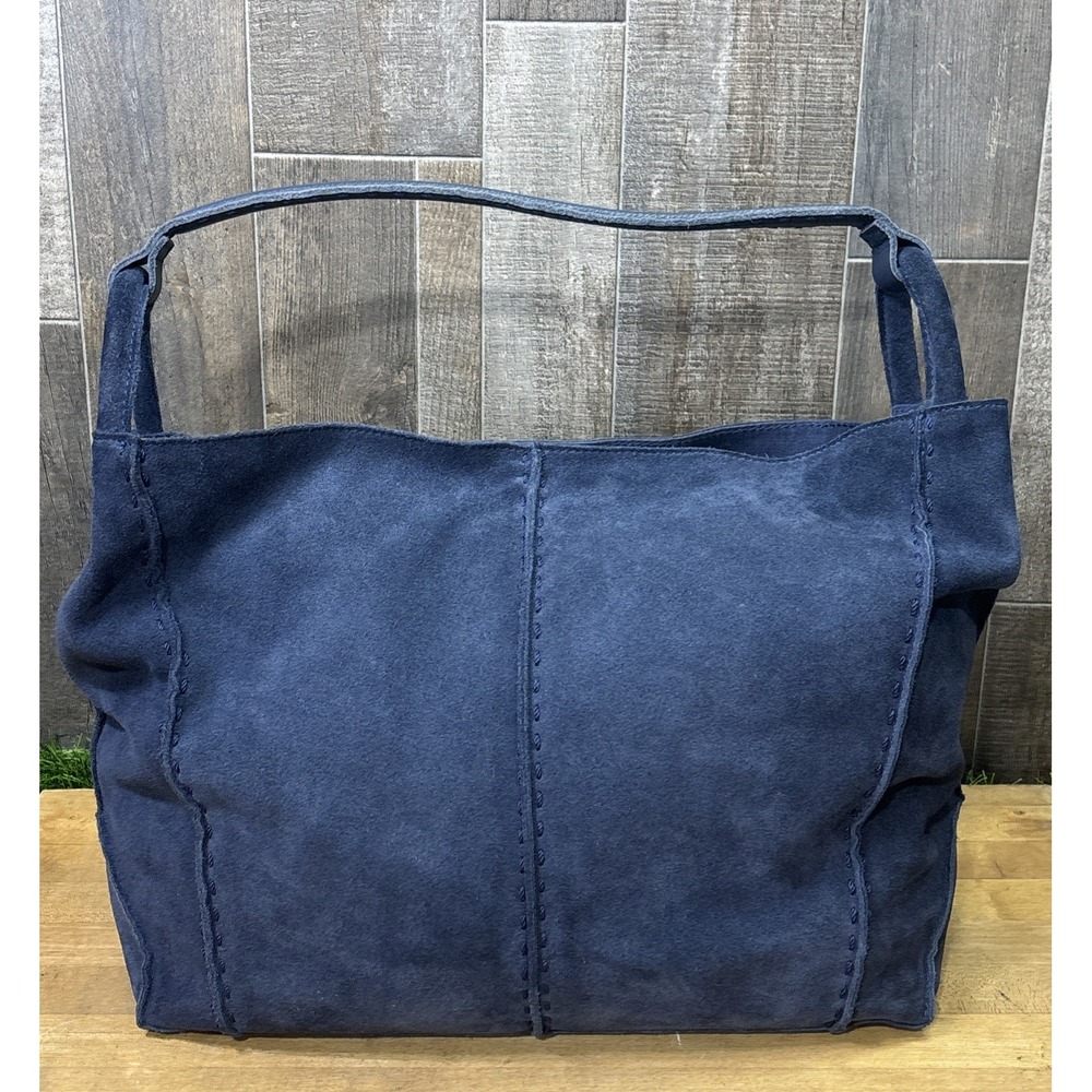 Los Feliz Pauline Large Tote Bag Navy Blue Suede Leather 2021 Shoulder Bag